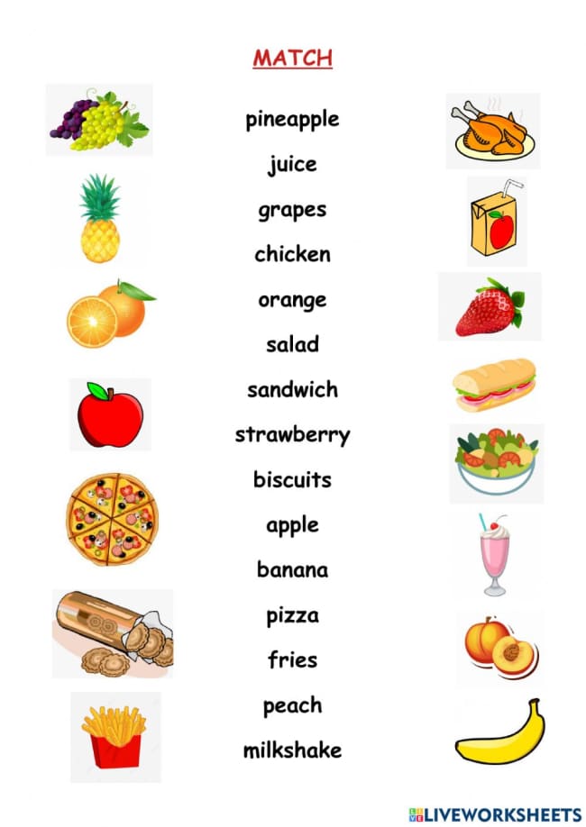 Food Vocabulary Worksheet