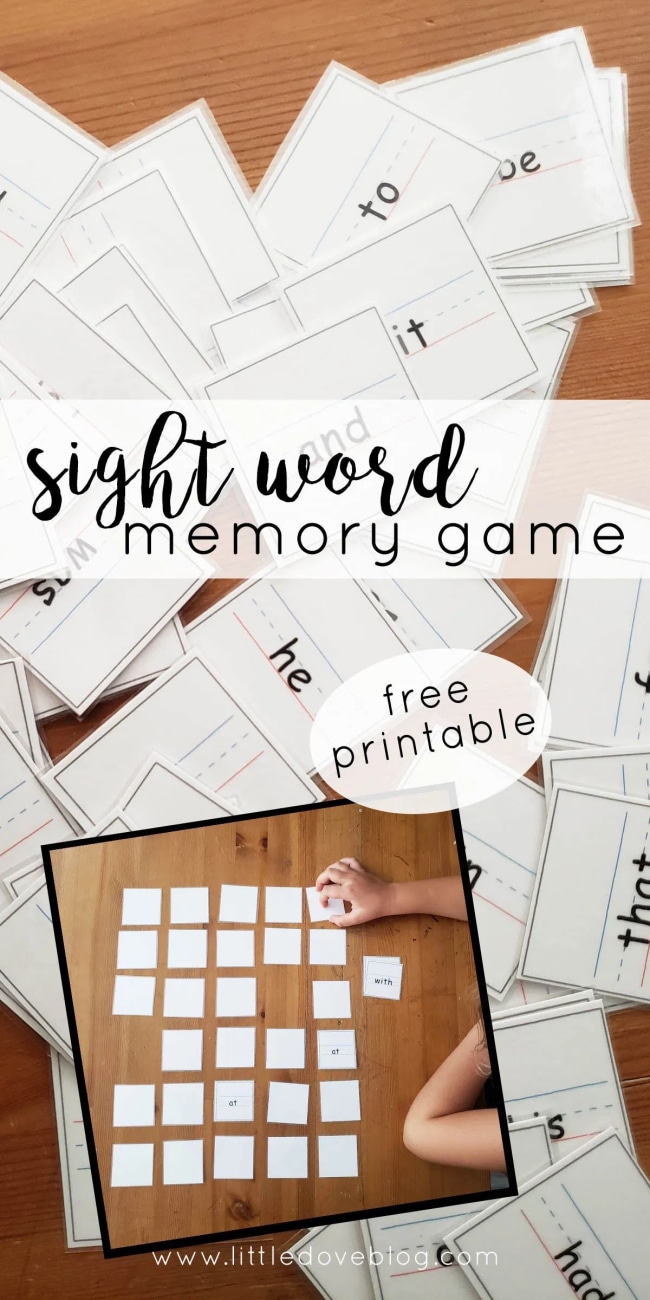 Sight Word Matching Game For Beginner Readers