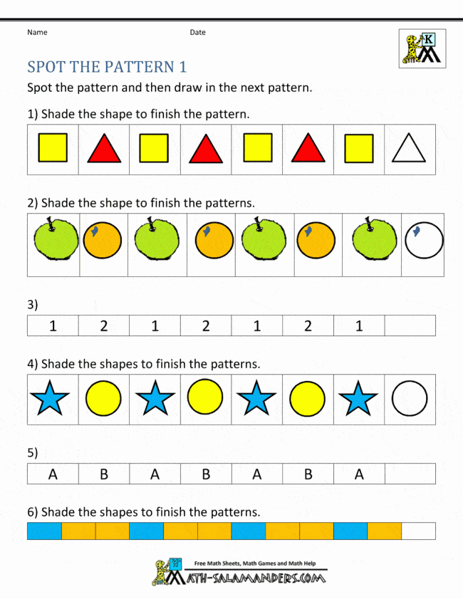 Color Pattern Worksheet Repeating Patterns Material Pedagogico