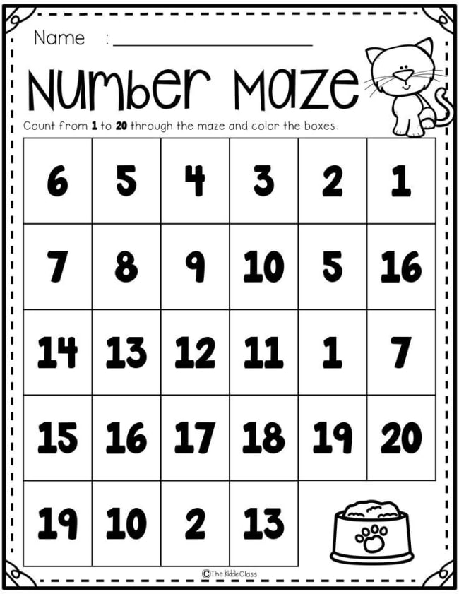 Number Maze 0-20