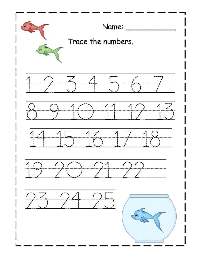 Number Trace Worksheets For Kids