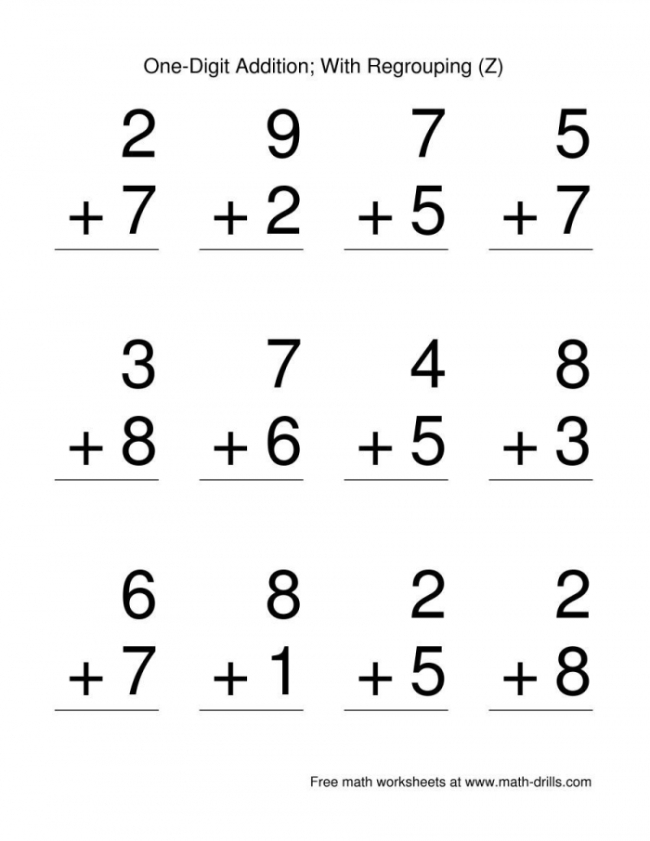Single Digit Addition Without Regrouping